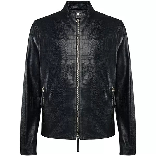 Black Leather Motorcycle Jacket For Men